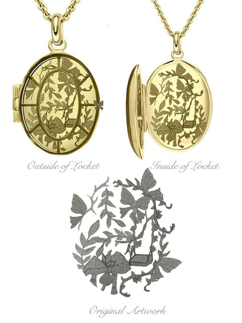 Designing the 18ct yellow gold Fairytale Locket from London jewellery designer, Georgina Yvonne's award winning Wonderland Collection