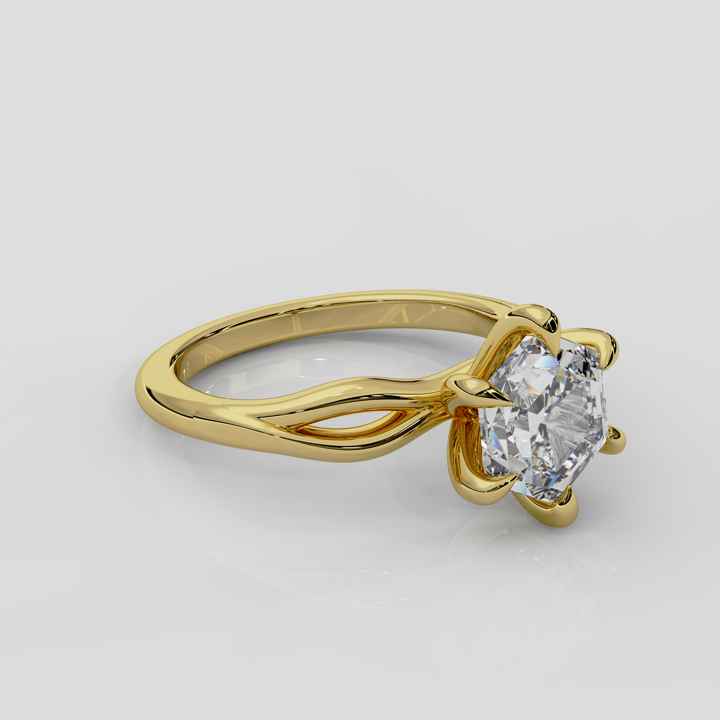 'Ivy' Hexagon Diamond Engagement Ring in Yellow Gold or Platinum