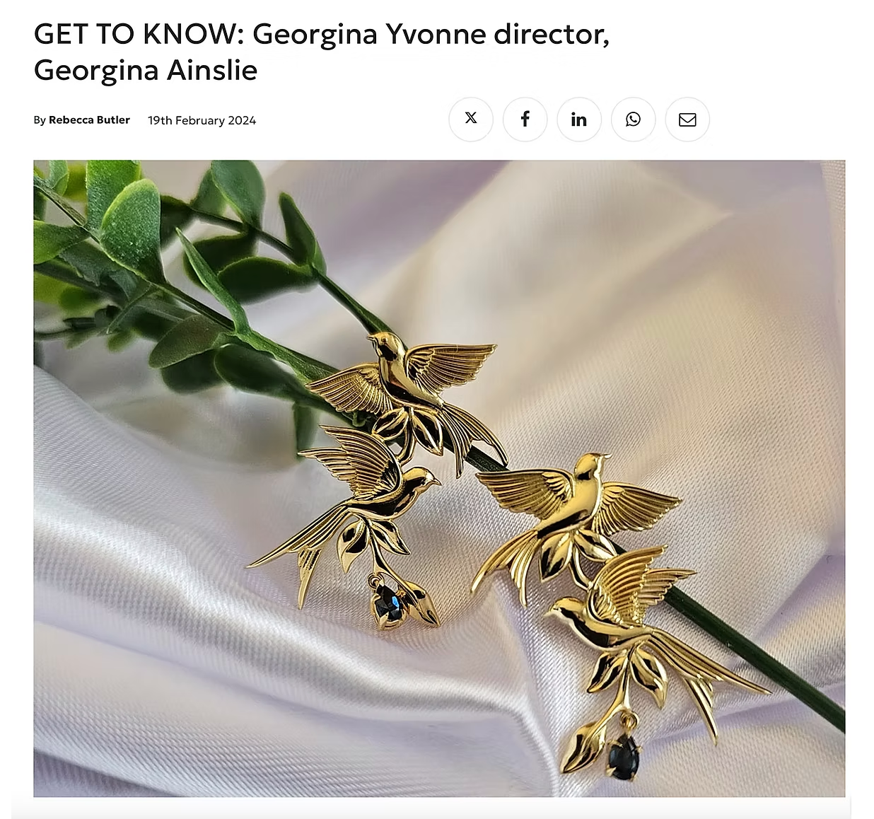 London jewellery designer, Georgina Yvonne, interviewed for Professional Jeweller magazine