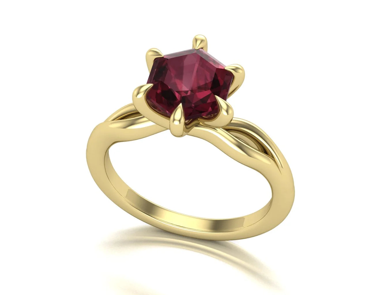 Ivy Garnet 18ct Yellow Gold Engagement Ring by Award Winning London Jewellery Designer, Georgina Yvonne